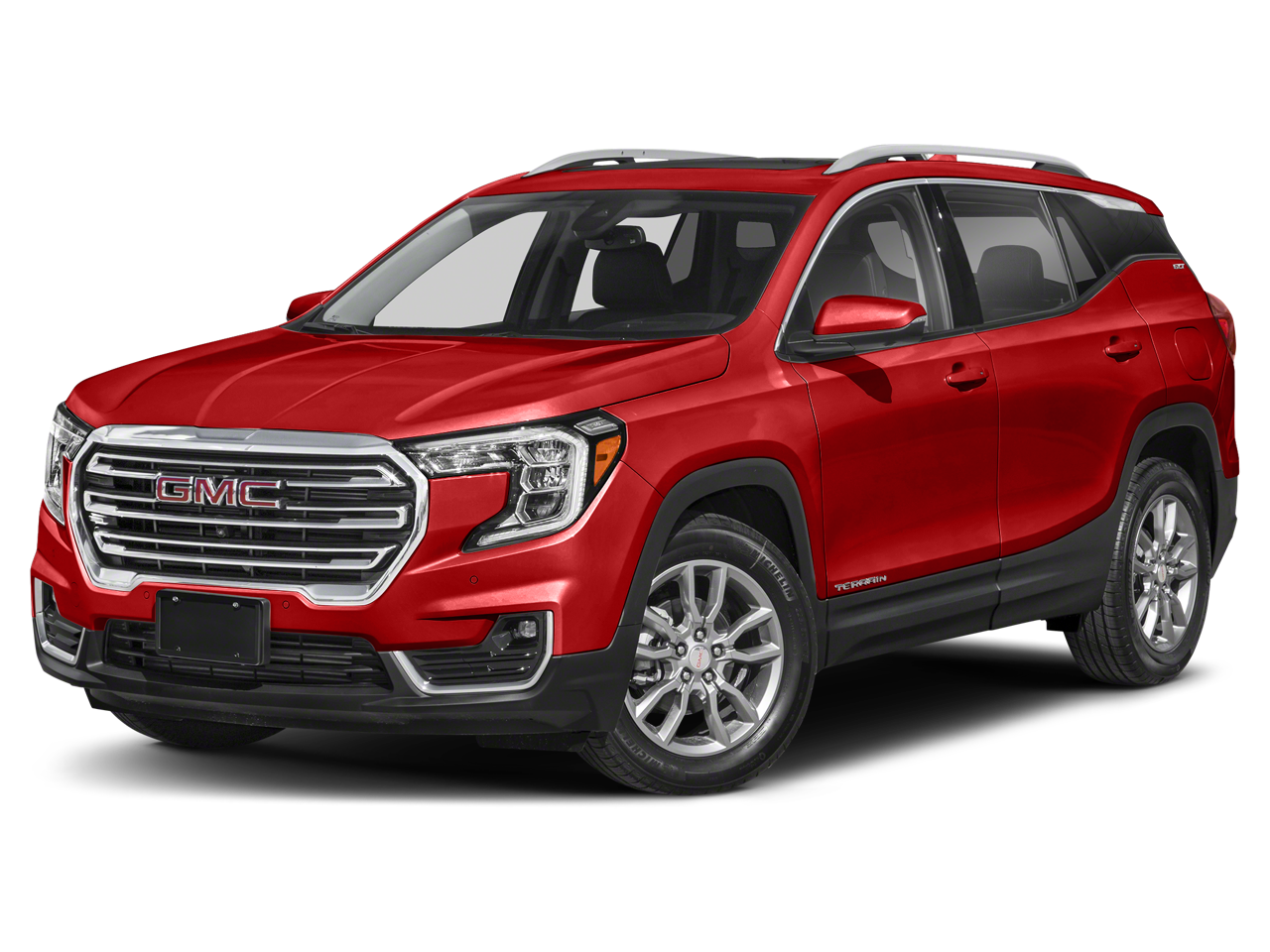 2024 GMC Terrain SLE in Volcanic Red Tintcoat — front three-quarter view