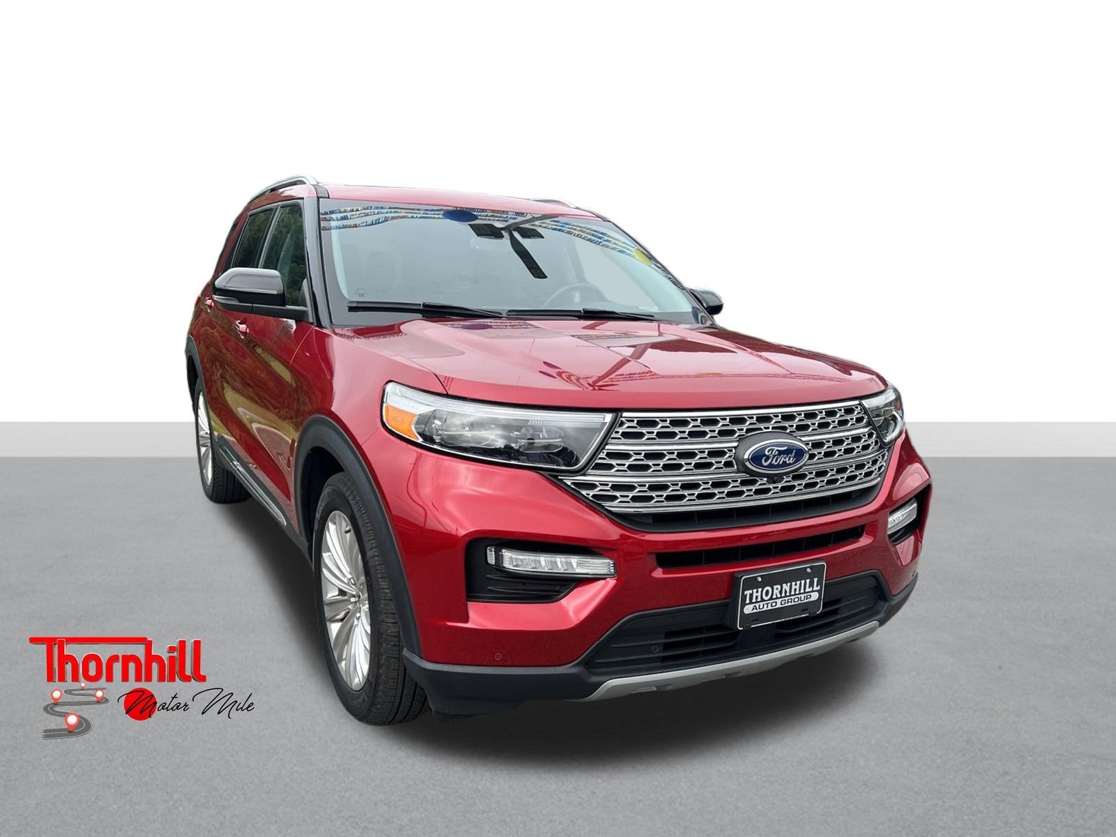 2024 Ford Explorer Limited in Red — front three-quarter view